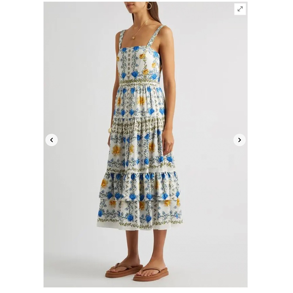 borgo de nor daniela IMPERFECT floral-print cotton midi dress - size 8 - Picture 13 of 14